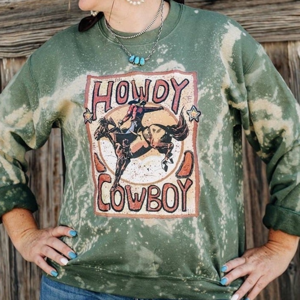 Howdy Cowboy Bleached Sweatshirt